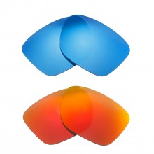 Walleva Fire Red + Ice Blue Polarized Replacement Lenses For Oakley Crossrange (OO9361 Series) Sunglasses